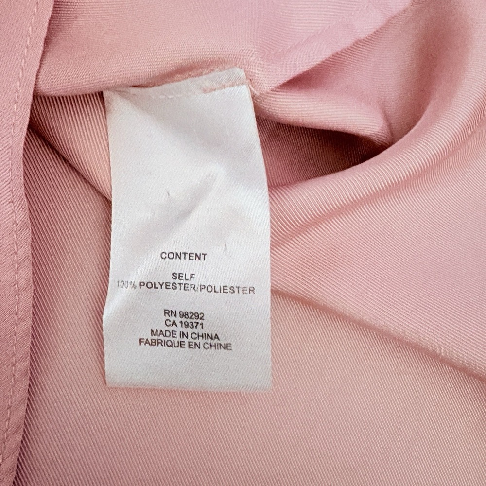 Tibi Mendini Blouse Size 12 Shirred Long Sleeve Satin Shirt Pink Blush Feminine - Picture 7 of 7